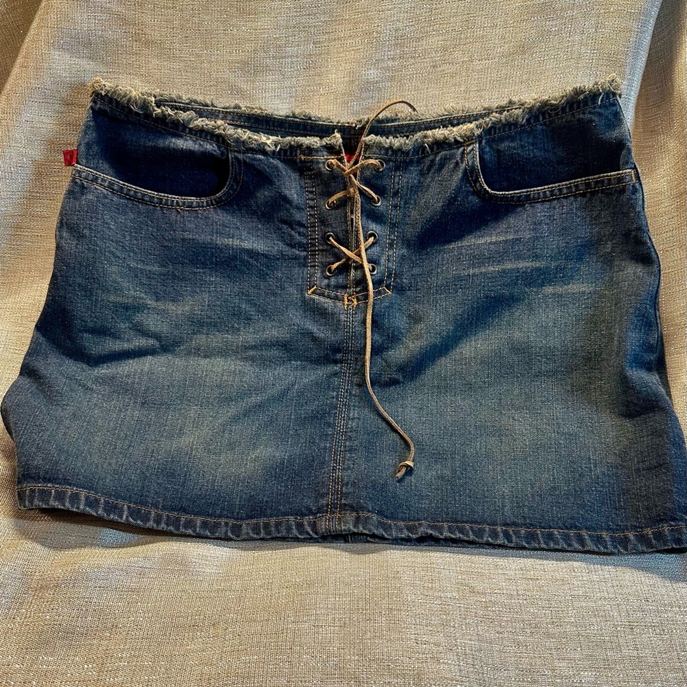 Hollister Denim Lace-Up Skirt